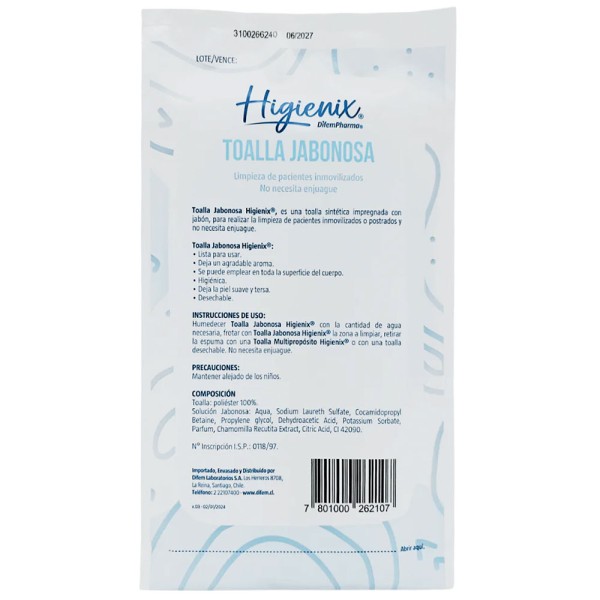 Paño Jabonoso para Aseo Higienix Difem Pharma