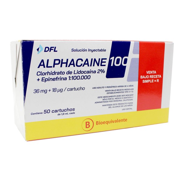 Anestesia Dental Lidocaína 2% Alphacaine 1:100.000 Nova DFL