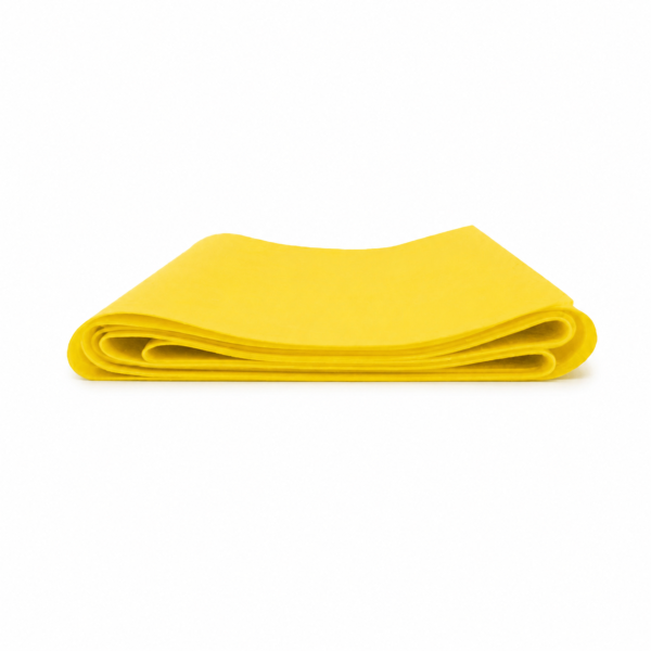 Banda elástica Spin Medical 1,5 m color amarillo, resistencia media para rehabilitación y ejercicio terapéutico.