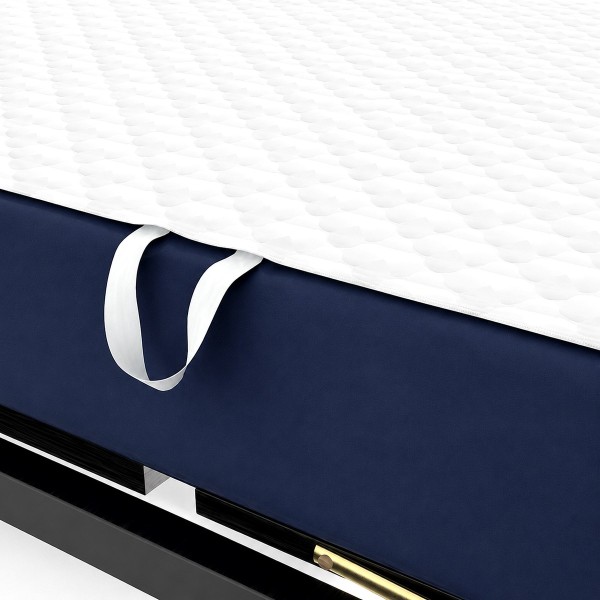 Detalle de las agarraderas del cubre colchón Impermeable Theratransfer TM1200, pensadas para facilitar el manejo del producto.