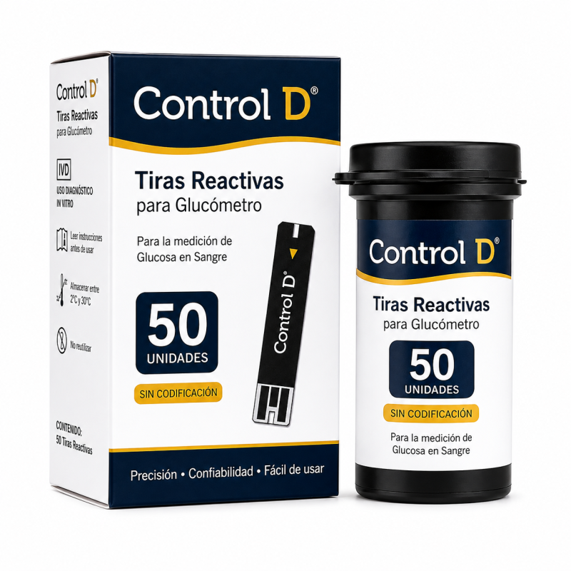 Tiras reactivas para glucómetro Control D 50 unidades