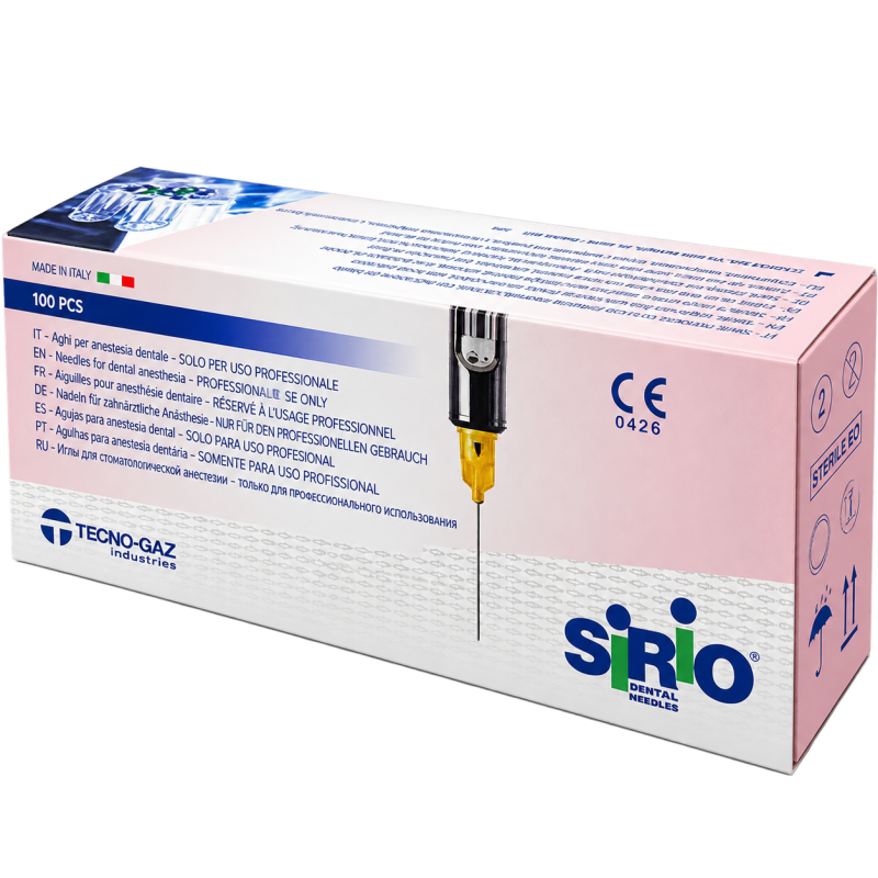 Aguja Cárpule Corta 30G x 7/8 pulgadas Sirio Italy caja de 100 unidades