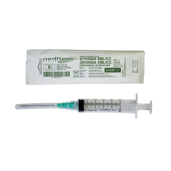 Jeringa 5CC con aguja 21G X 1 ½" Nedflex