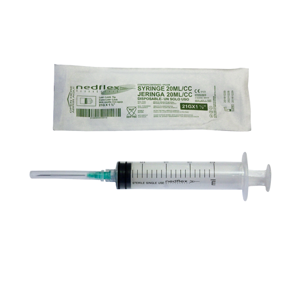 Jeringa 20 cc con aguja 21G X 1 ½" Nedflex